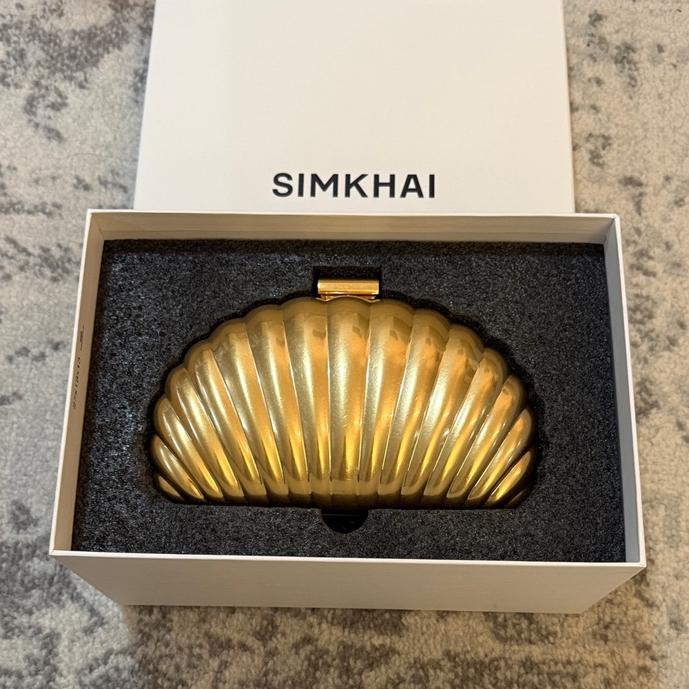SIMKHAI Gold Shell Clutch